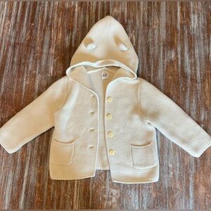 Baby Gap button up sweater/jacket with hood. 18-24 months